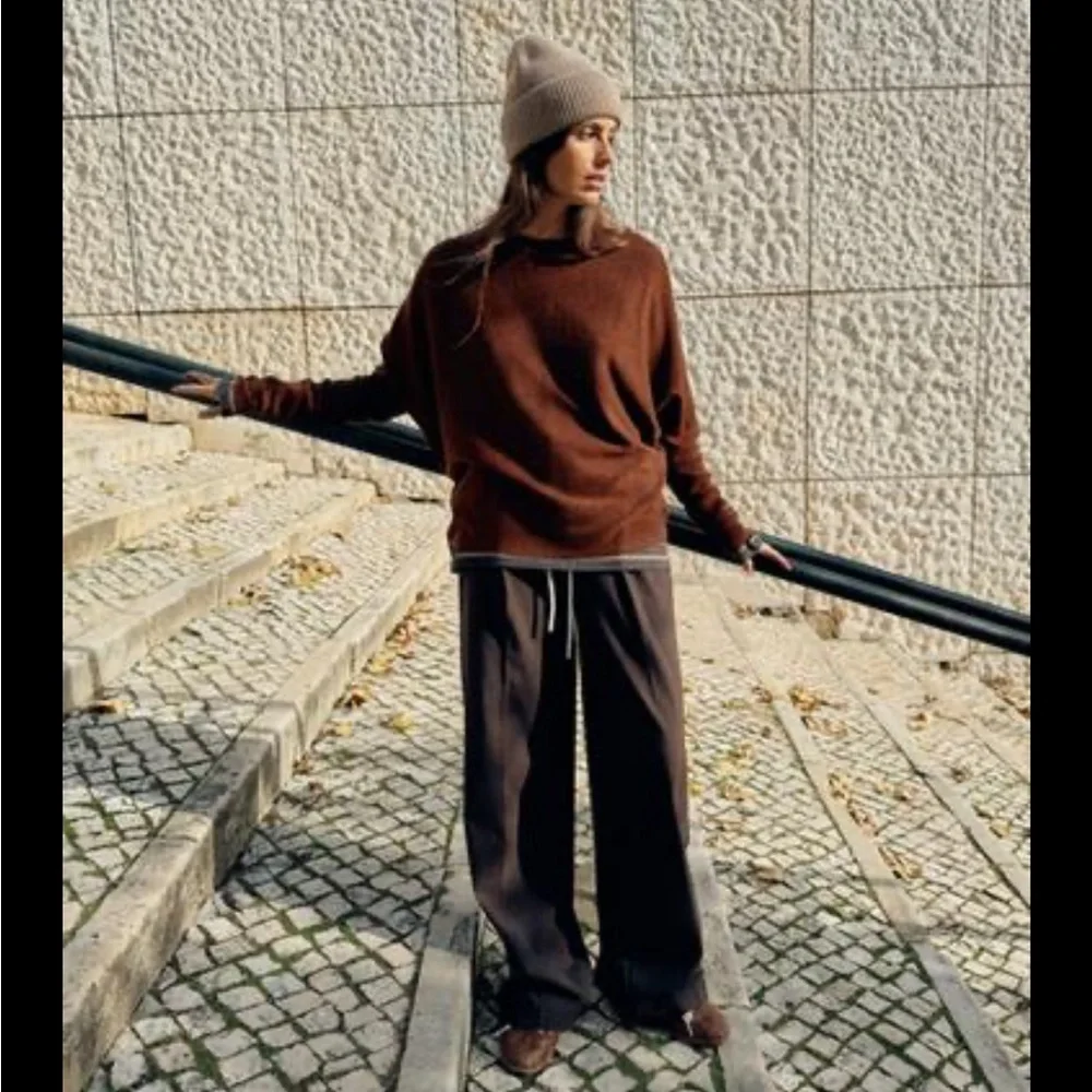 brown acrylic zara sweater jumper - Picture 4 of 5